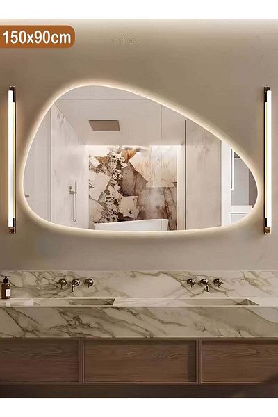 Taimi Irregular Touch Control Wall Mirror with 3 Colors LED Backlit for Bathroom and Bedroom 150x90cm