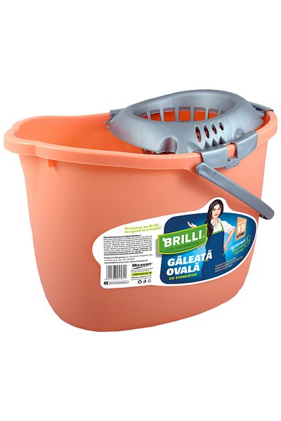 Cesiro Brilli Oval Bucket 15l Peach With Squeezer