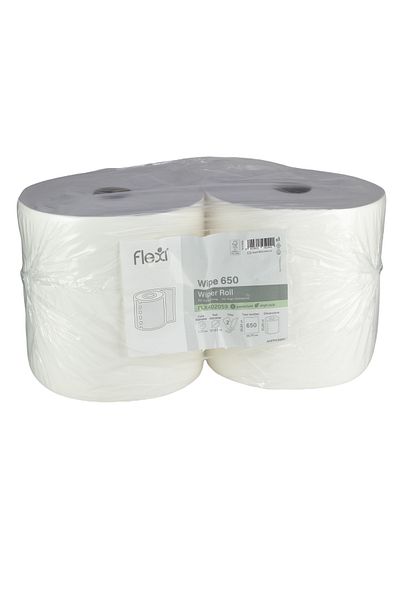 Cesiro Towel Roll, Central Handle, Flexi Wipe 650, Cellulose, 2 Ply, 650 Sheets, 2 Rolls/box
