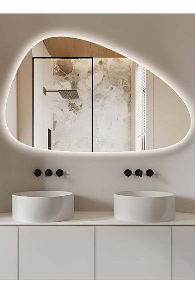 Taimi Irregular Touch Control Wall Mirror with 3 Colors LED Backlit for Bathroom and Bedroom 150x90cm