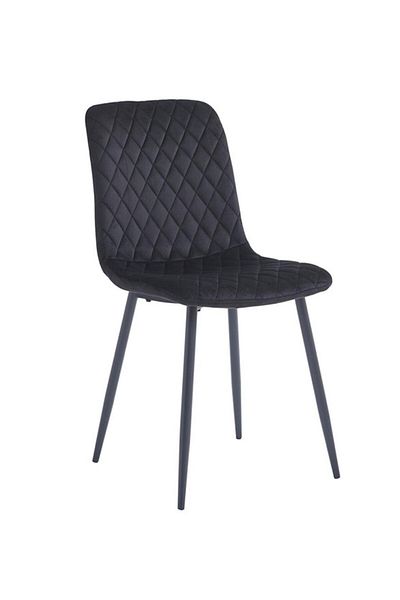 Generic Dining Chair with Metal Legs - Living Room Chair - Velvet Armless chair - Kitchen Chair Black