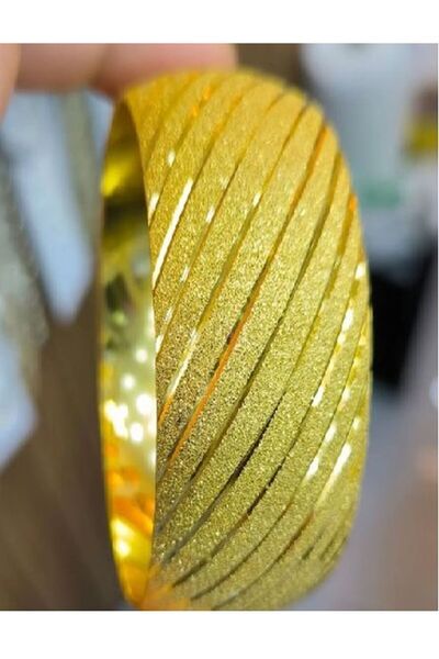 xesha 3 cm Geniş Altın Kaplama Çizgi Desenli Bilezik Garantili Kuyumcu Kalitesi 1 Adet