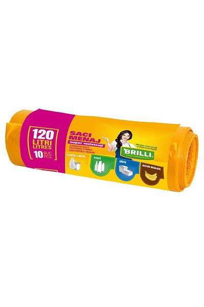 Cesiro Saci de curățare Brilli 120l, set 10 buc., galbeni