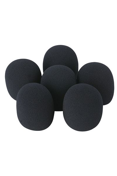 SHOW GEAR Set of 6 Showgear DWS-66 Microphone Sponges, Black