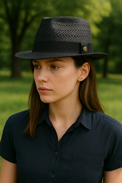 LAGRANZE Slamnati ručno pleteni ženski kaubojski šešir