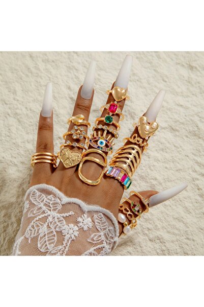 Girift Vintage مجموعة حلقات ملونة من فيون مكونة من 19 قطعة