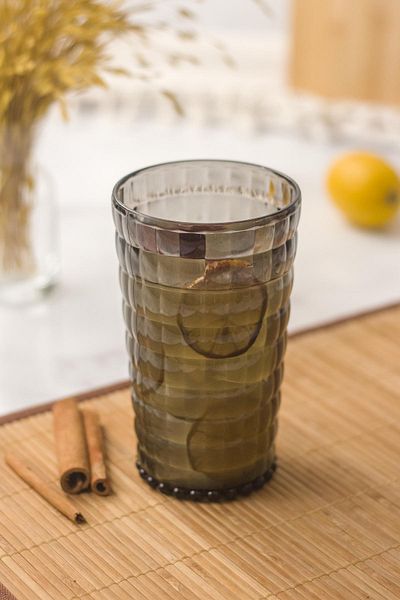 HSDemirci Allegra Smoked Set of 6 Glasses 750 ml Acrylic Material - Not Glass Shatter Resistant