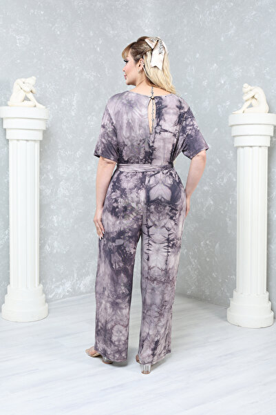 MJORA Large Size Comfortable Patterned Viscose Knitted Jumpsuit