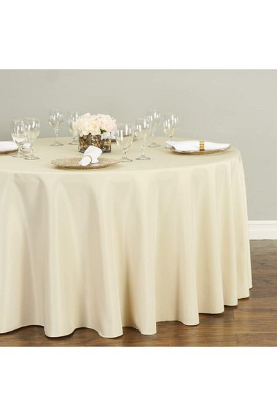Kotonia Home Tablecloth Round With Diameter 240 Cm, Damask Satin Delux, 100% Cotton, Vanilla