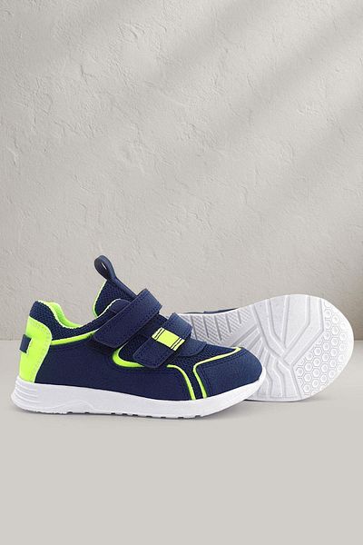 Rakerplus Navy Blue Yellow Velcro Boys' Sports Shoes