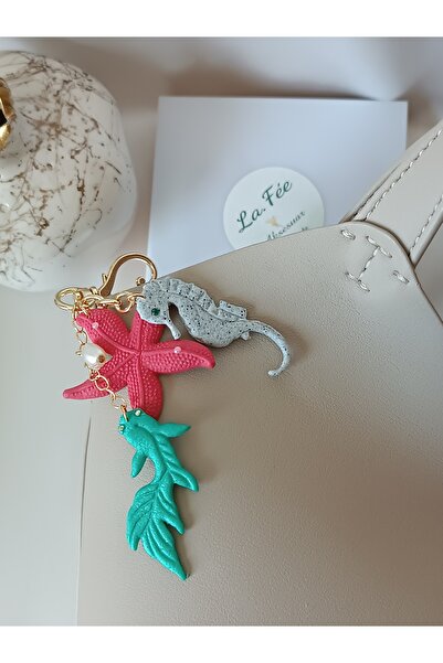 La fee aksesuar El Yapımı Özel Tasarım Çanta Süsü Polimer Kil Charm Bag Aksesuarı Denizatı Koi Balığı Deniz Yıldızı