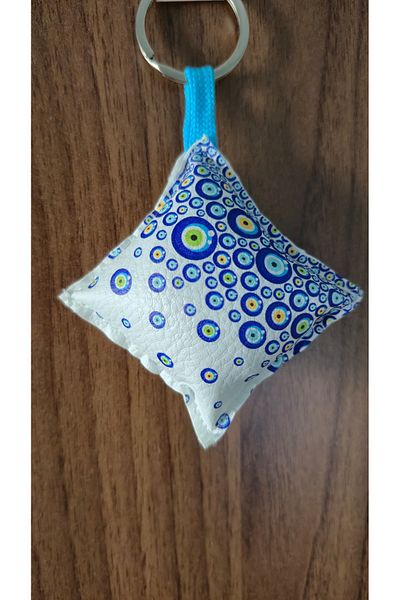 Land of Souvenir Evil Eye Bead Patterned Pillow Shaped Keychain