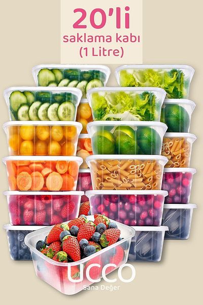 UCCO 20 PieceS 1000 ml Refrigerator - Food Microwave Leak Proof Storage Set