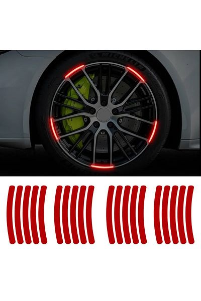 OEM Set of 20 pieces "Wheel Arch" Reflective Elements for cars, bicycles, motorcycles, ATVs, scooters, Red color