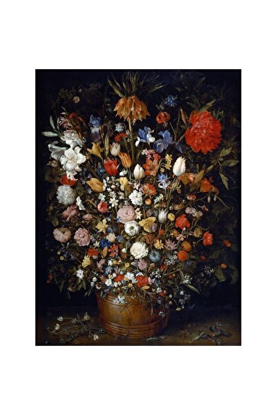 ve Tablou Canvas, Reproducere Jan Brueghel the Elder Flowers in a Wooden Vess...