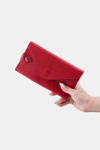 Lysande 100% Real Leather Women's Wallet with Phone Card Coin Compartment Handmade Red