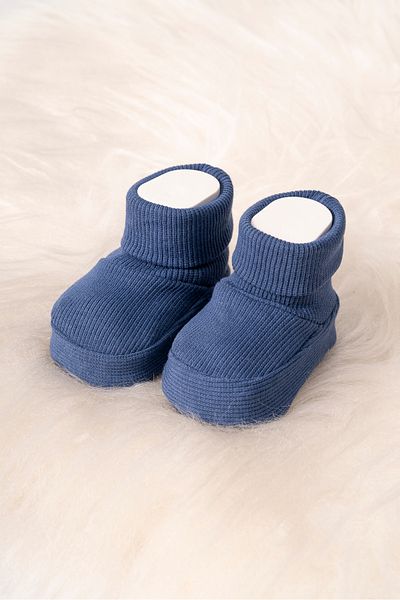 Polpuf Flexible Ribbed Baby Booties - Indigo
