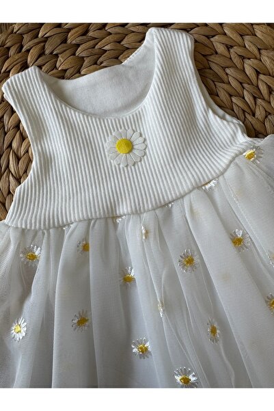 COB Papatya Detaylı Tül Bebek Body Elbise