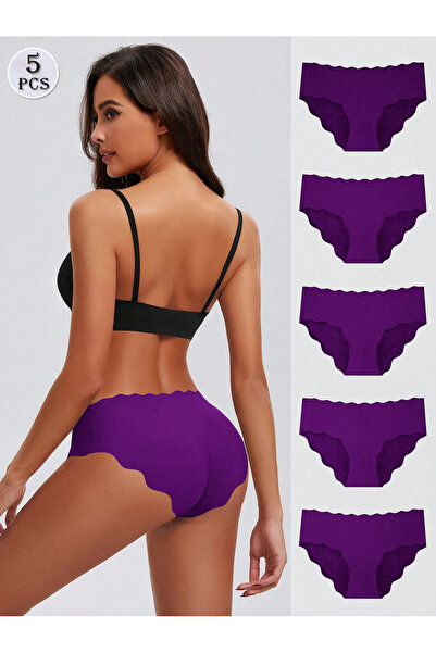BENİMOLMALI Dikişsiz Nefes Alabilen Dalgalı Bikini Külot 5 li Set Lazer Kesim Bikini Külot Full Likra