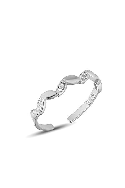 Zanaatsilver 925 Ayar Gümüş Ayarlanabilir Zirkon Taşlı Sarmaşık Yaprak Yüzük