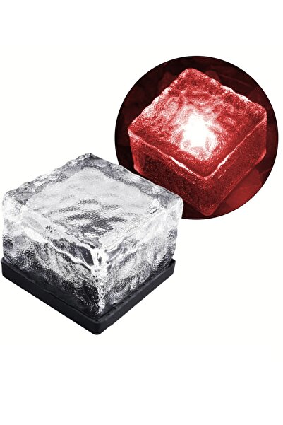 usin Kırmızı Dekoratif Solar Cam Tuğla Görünümlü Güneş Enerjili Bahçe Yer Led...