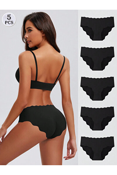 BENİMOLMALI Dikişsiz Nefes Alabilen Dalgalı Bikini Külot 5 li Set Lazer Kesim Bikini Külot Full Likra