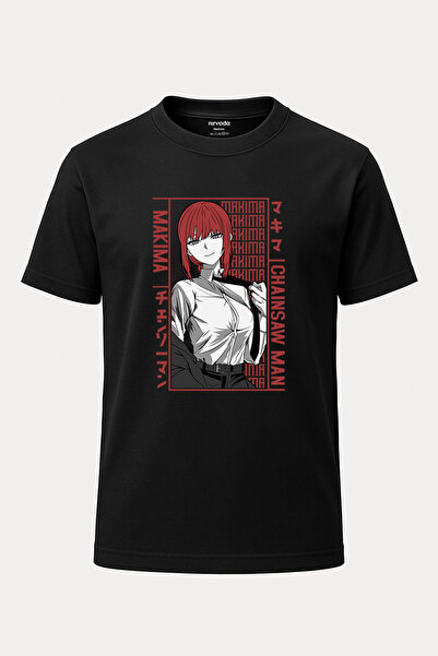nirvoda Makima Chainsaw Man με στάμπα με κανονική εφαρμογή Crew Neck Regular T-shirt