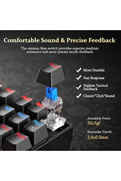 REDRAGON K552 Mechanical Gaming Keyboard, RGB Backlit, Wired, 87 Keys, Anti-Dust Switches (Black, Re