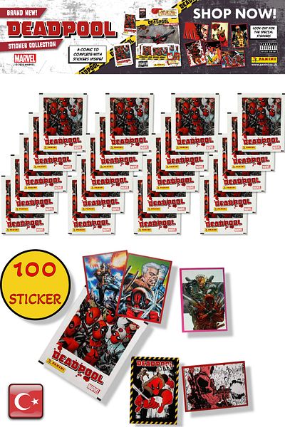 TOYFEST 20 حزمة - مجموعة ملصقات Marvel Deadpool |   منتج بانيني المرخص (100 ملصق)