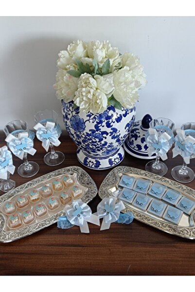 Helvacıoğlu Çikolata Lohusa ,Yeni doğan sunum ikram seti, Şerbet bardağı kade...