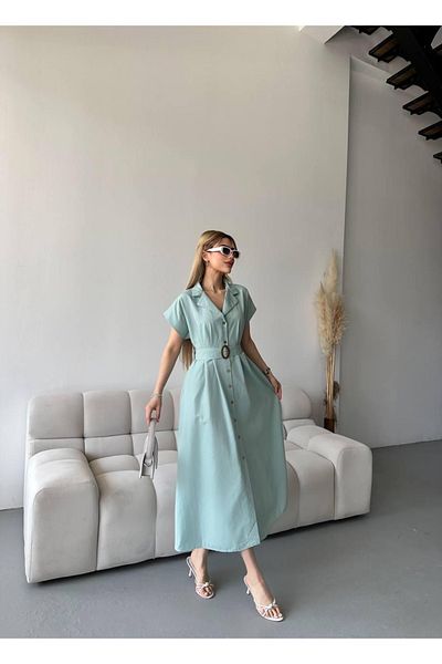 Ekim Store Rochie maxi cu curea și nasturi