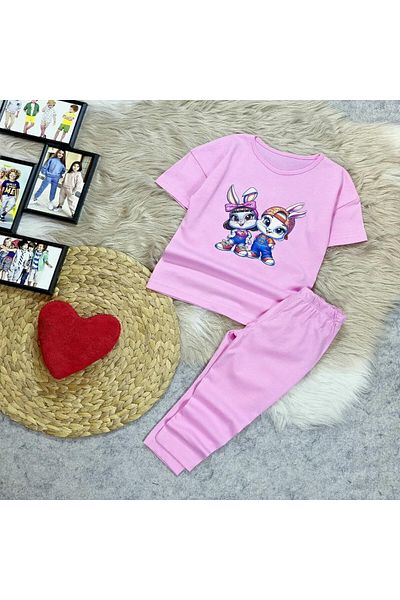 krm kerem bebe New Season Printed Combed Cotton Tights Girl's Suit