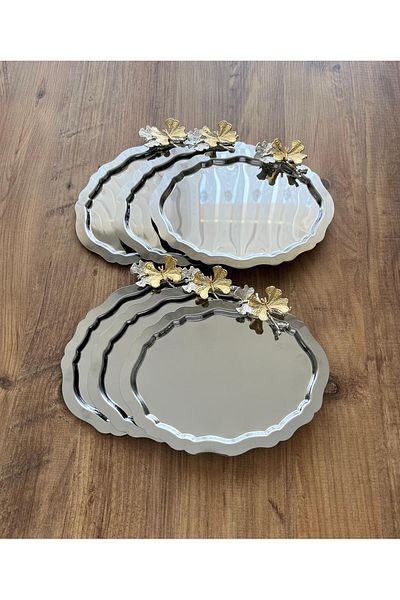 Maglor Luxury 6-Piece Oval Butterfly Presentation, Coffee, Tea and Decorative Tray