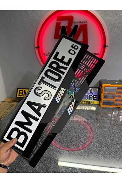 BMASTORE06 BMW SİYAH M LOGOLU MAT Pleksi Plakalık (1çift, 2 adet)