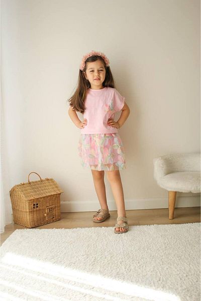 MİO Girl's Floral Skirt Blouse Set