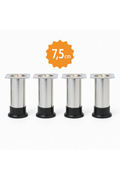 MOPPO Ayarlanabilir Pingolu Krom Mobilya Koltuk Ayağı Metal 4'lü 7,5 cm
