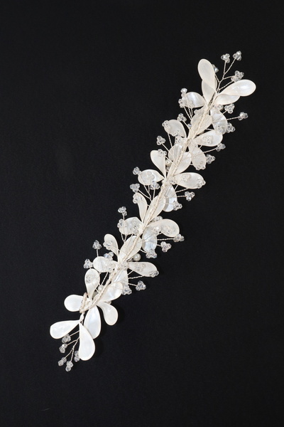 KEEBA Floral Mother of Pearl Bridal Crown. Bridal Hair Accessory. Engagement Hair Accessory. Promise Wedding Henna Hair Accessories