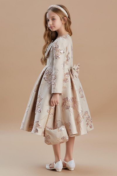 SIRRI Girl's Kaftan Round Neck Evening Dress 4 Pieces (6-10 Years Old)