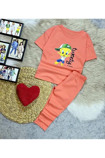 krm kerem bebe New Season Printed Combed Cotton Tights Girl's Suit
