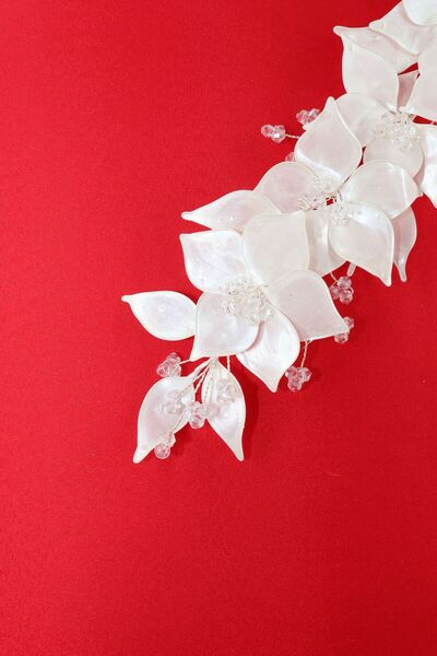 KEEBA Coroana de mireasa cu perla florala. Accesoriu pentru păr de mireasă. Accesoriu pentru păr de logodnă. Accesorii pentru păr Söz Nikah Kına