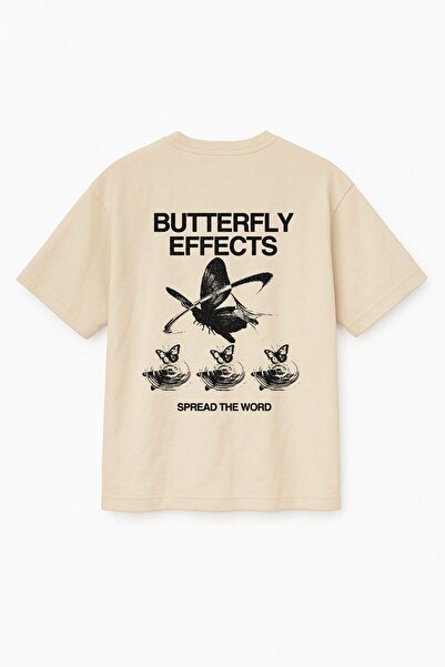 Altair Tr Beige Color Oversize Butterfly Effects Butterfly Printed Unisex T-S...