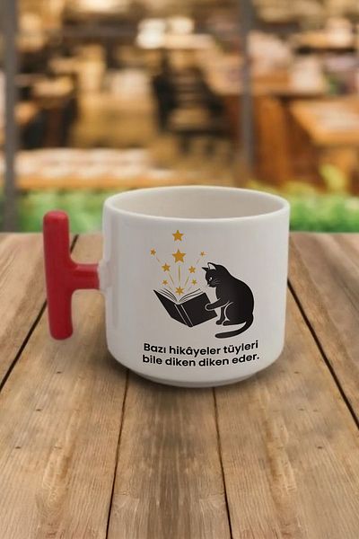 DozNest "Some Stories Are Even Prickly with Feathers." Written Red Handled Mug - Dzb67