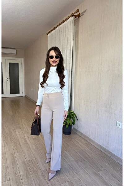 Butik Παντελόνι με στρίπες ελαστικό ύφασμα κρεπ - πλήρης ψηλή μέση