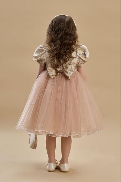 SIRRI Girl's Stylish Evening Dress – 3 Piece Set for Special Occasions - Dress, Bag and Crown (Ages 1-6)