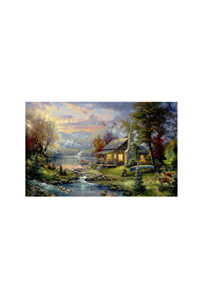 ve Tablou Canvas, Cabana ideala 8, Peisaj, Munte, Rau, Caprioara, 80 x 50 cm,...