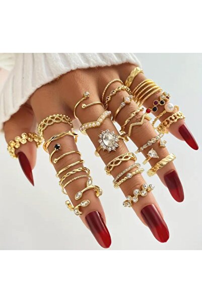 Girift Vintage مجموعة خواتم ملونة متعددة الأحجار على طراز Binae Boho