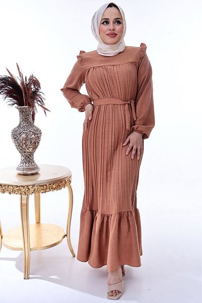 Marka Sofia Linen Pleated Dress