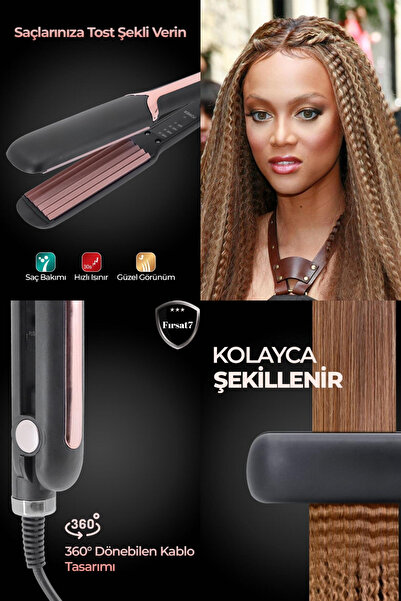 Fırsat7 Tost Model Hair Straightener Is Easy to Style, Heats up Quickly, 360'...