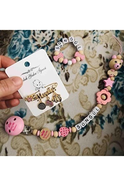 Serap Yılmaz Sahi Isimli Ahşap Boncuklu Bebek Emzik Zinciri ve Bebek Bileklik...