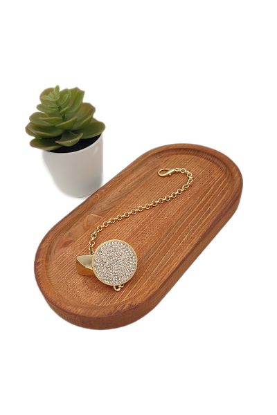 Serap Yılmaz Sahi Plated Crystal Stone Baby Pacifier Chain - 0244